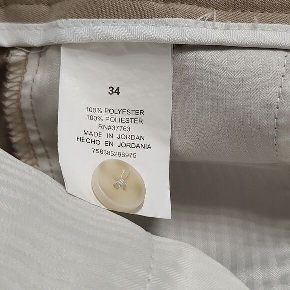 Perry Ellis 2 Under khaki tan dress casual flat front shorts Sz 34 - Picture 5 of 5